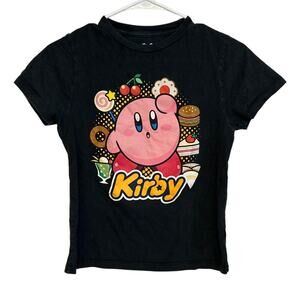 Kirby Circle Of Food Boy's Short Sleeve Tee Shirt Black Medium